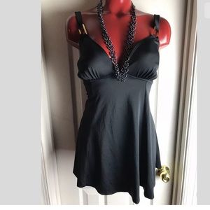 I.F. BLACK SLENDER THIGHS DRESS SWIMSUIT 14W